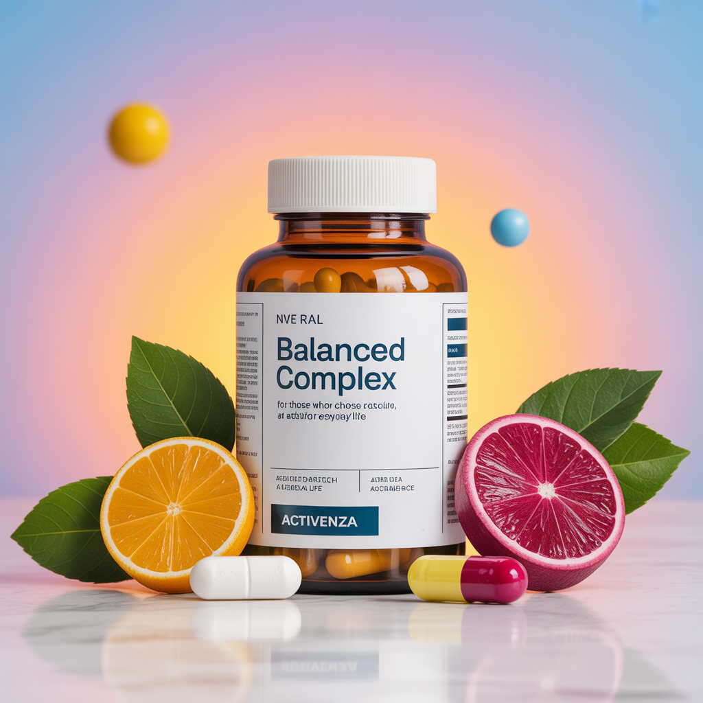 Activenza food supplement bottle with balanced complex formula